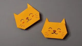 Простой оригами котик за 2 минуты! Легкое оригами из бумаги без клея ❤ Easy Origami Cat