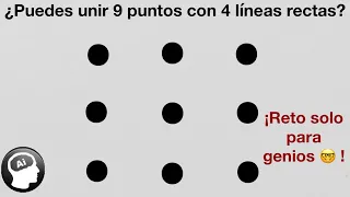 ¿Puedes unir 9 puntos con cuatro lineas rectas? | Solo para genios