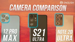 Galaxy S21 Ultra vs iPhone 12 Pro Max vs Note 20 Ultra Camera Test Comparison - New Camera King?