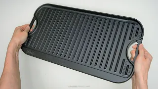 Lodge Pre-Seasoned Cast Iron Reversible Grill Griddle With Handles Unboxing