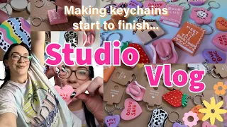 Studio Vlog ✿ making clay keychains START to FINISH process!! Small Business Ideas✨