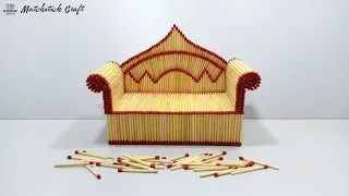 Matchstick Art and Craft Ideas | New Design Diy Matchstick Miniature Royal Chair | Sofa