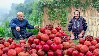 Making Lots of Homemade Jam and Juice from Fresh Pomegranates in the Village!