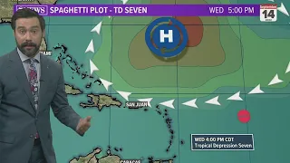TROPICAL UPDATE: Tropical Depression Seven tracking toward the Caribbean