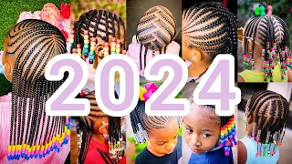 💯🔥2024 Best Ideas For Little Girls Cornrows Braids Hairstyles | Cute Kids Hairstyles with Beads👍🎄