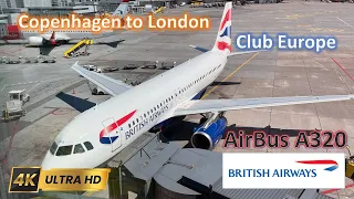 Travel: British Airways AirBus A320 Club Europe【4K Trip Report CPH - LHR】