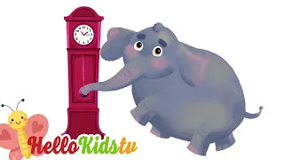 Hickory Dickory Dock 🐀 🙀 🐍 🙊 🐘  | Nursery Rhymes & Kids Songs @HelloKidsNurseryRhymes