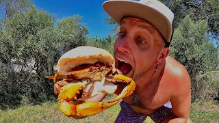 Making a Delicious Crab Sandwich! Blue Crab Catch n' Cook