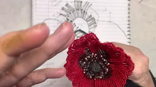 French Beaded Poppy - Part 3 (Leaves!)