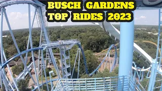 BUSCH GARDENS 2023 Front Seat POV | NEW DarKoaster, Griffon, Pantheon, Alpengist, Tempesto & More