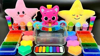 [ASMR]Mixing "PinkFong" Slime MakeUp Eyeshadow, Clay Into The Clear Slime satisfying , 핑크퐁 슬라임 (169)