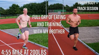 Training for a 500lb Squat/Deadlift + 5 minute mile in the same day | Full day of eating.