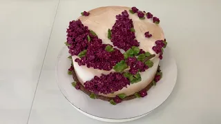 СИРЕНЬ из Белкового Крема! Торт с веточкой СИРЕНИ! Cake Decorating Ideas! Красивый торт!