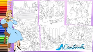 Coloring Cinderella Prince Charming Drizella Anastasia Fairy God Mother - Disney Coloring Book