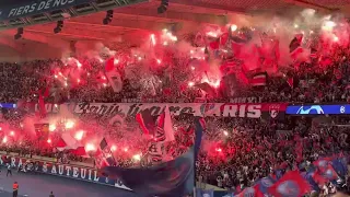 Entrée des joueurs PSG Juventus + musique Ligue des Champions et Tifo Auteuil 06/09/2022