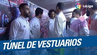 Túnel de vestuarios del Atlético de Madrid vs Real Madrid