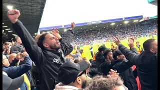 JUBILANT FULL TIME SCENES AT ELLAND ROAD as Arsenal Fans sing “We Are Top Of the League”