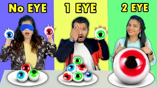 No Eye Vs One Eye Vs Two Eye Food Challenge | Hungry BIrds