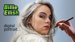 Painting Billie Eilish using wet and RGBA brushes / Krita