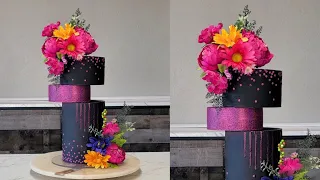 BOLD Abstract Architectural Optical Illusion Cake | NEW EDIBLE GLITTER DRIP | Modern Cake Design