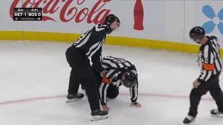 Referee helped off the ice  |  Boston Bruins vs Detroit Red Wings 11/30/21