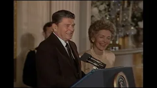 President Reagan announce new Nasa administrator James Fletcher - 1986 footages