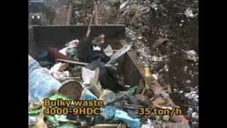 Mobile M&J EtaPreShred 4000 waste shredder 9 knives HDC in action - shredding bulky waste