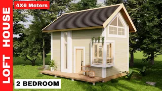 Small House Design | 4 x 6 meters (24 SqM) With 2 Bedroom | Loft House Design