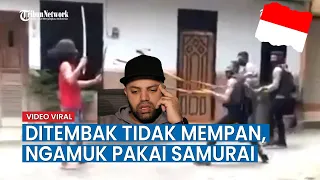 Viral Pria Ditembak Polisi Tidak Mempan, Ngamuk Pegang Samurai Reaction Indonesiua Reaction MR Halal