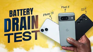 Pixel 8 vs iPhone 15 vs Samsung Galaxy S23 EXTREME Battery Drain Test