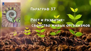 Биология 6 класс (Пасечник) Параграф 37 « Рост и развитие - свойство живых организмов» аудио