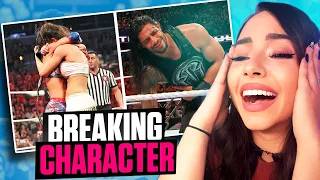 Times WWE Wrestlers Broke Character on Live TV - REACTION