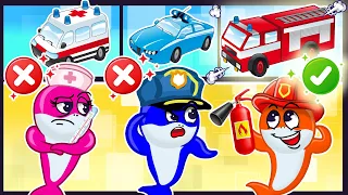 Baby Shark Professions Song 🚒 🚓 🚑 | Nursery Rhymes by Coco Rhymes