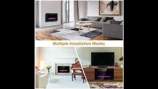 30" Electric Fireplace Recessed Ultra Thin Wall Mounted Heater