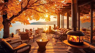 Cozy Fall Coffee Shop Ambience with Warm Jazz Music 🍂 Smooth Jazz Instrumental for Good Mood, Relax