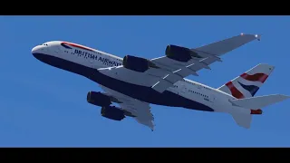 Aerofly flight simulator 2022 British Airways A380 takeoff from Madrid