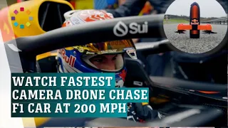 World’s fastest camera drone chases an F1 Car at 200 MPH