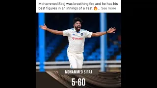 Mohammed Siraj takes 5 wickets vs West Indies | Espncricinfo #siraj #wtc #mohammedsiraj #indvswi