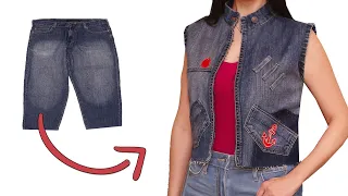 How to sew a fashionable vest out of old jeans easily!