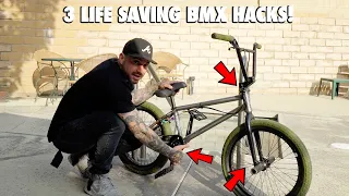 3 LIFE SAVING BMX BIKE HACKS!