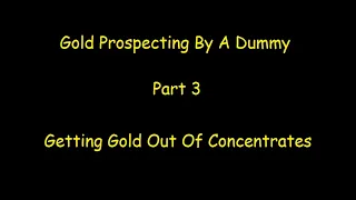 Gold Prospecting By A Dummy: Part 3 - Getting Gold Out Of Concentrates