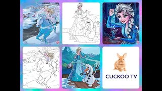 Frozen coloring pictures. 13 different Frozen colouring pictures from Elsa and Anna.