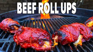 Stuffed Beef Roll Ups Grilled On The Weber Kettle