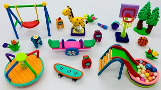 DIY How To Make Miniature Playground Set With Polymer Clay| Mini AMONG US Playground