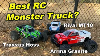 1/10 RC Monster Truck Comparison Review: Traxxas Hoss, Arrma Granite 4x4, Associated Rival MT10