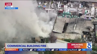 Firefighter battle raging fire in Lynwood