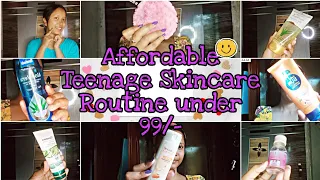 Everyday Affordable Teenager Skincare Routine under Rs.99/-||Morning 🌄 to Night🌃Budget friendly||