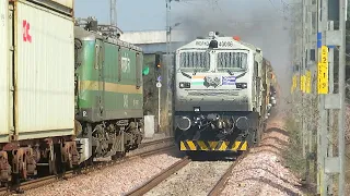 Furious Crossing | Double Diesel hauled Shalimar Express meets Double Stack Container Freight