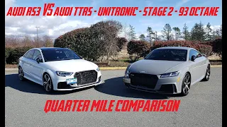 AUDI RS3 VS TTRS 1/4 MILE COMPARISON!!! (Unitronic - Stage 2 - 93 Octane)
