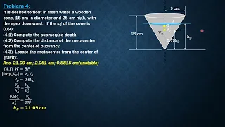 STATICAL STABILITY of FLOATING BODIES, Example 4